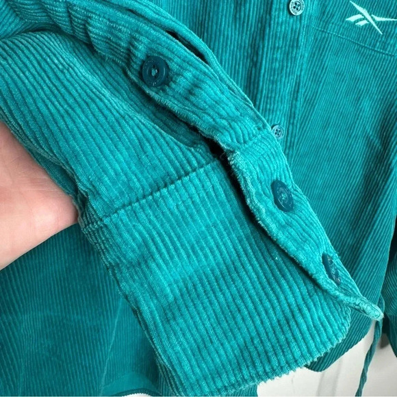 Reebok x Cardi B Seaport Teal Corduroy Cover-Up Shirt Jacket Size XS - Picture 7 of 12